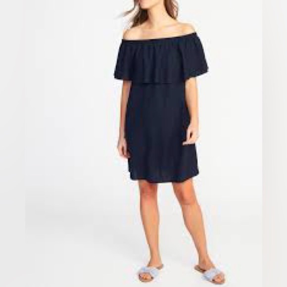 Old Navy Off-the-Shoulder Linen-Blend Shift Dress for Women - Picture 6 of 8